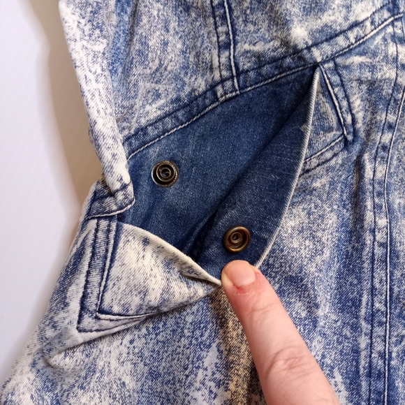 Vintage 1980's Nike Force acid wash  Denim Quarter Zip Jacket Sz Large - Picture 6 of 12